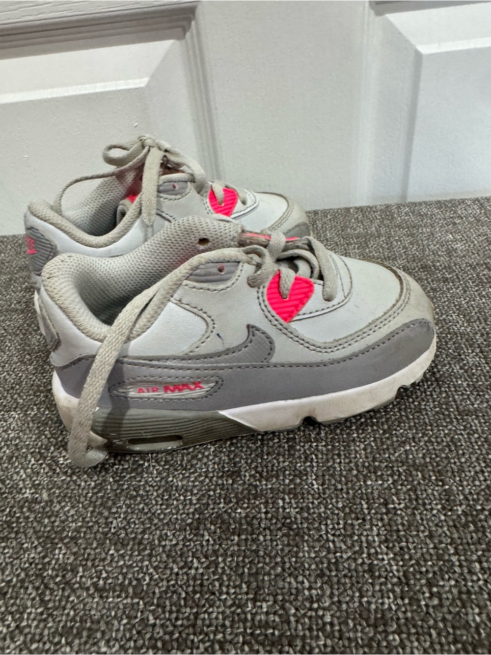 Nike Kids Grey Sneakers with Pink Accents